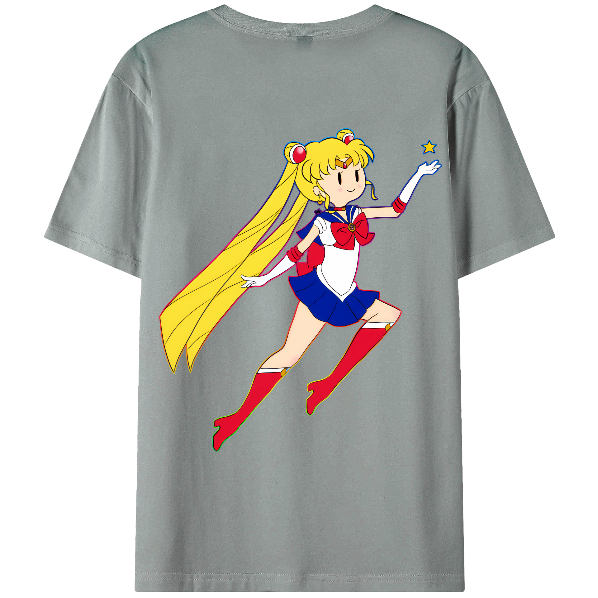 （画像用） 美少女戦士セーラームーン 月野 うさぎ つきの うさぎ Sailor Moon Tsukino Usagi 綿100％ メンズ半袖Tシャツ（バックプリント） 通気性